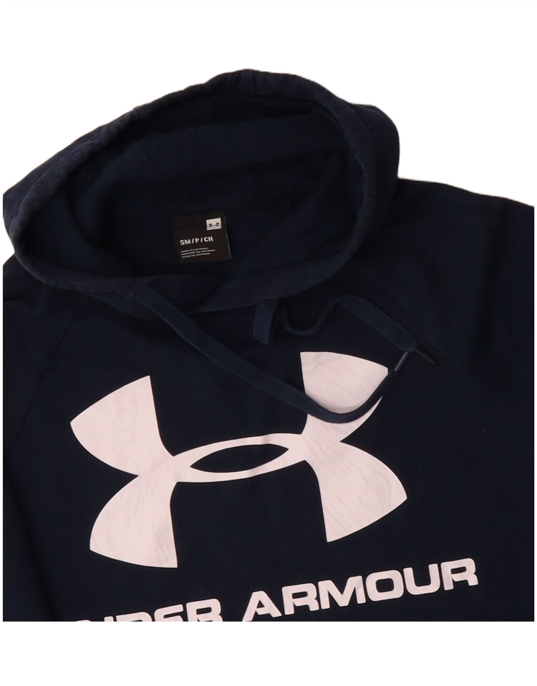 UNDER ARMOUR Masculino gráfico moletom com capuz pequeno algodão azul marinho