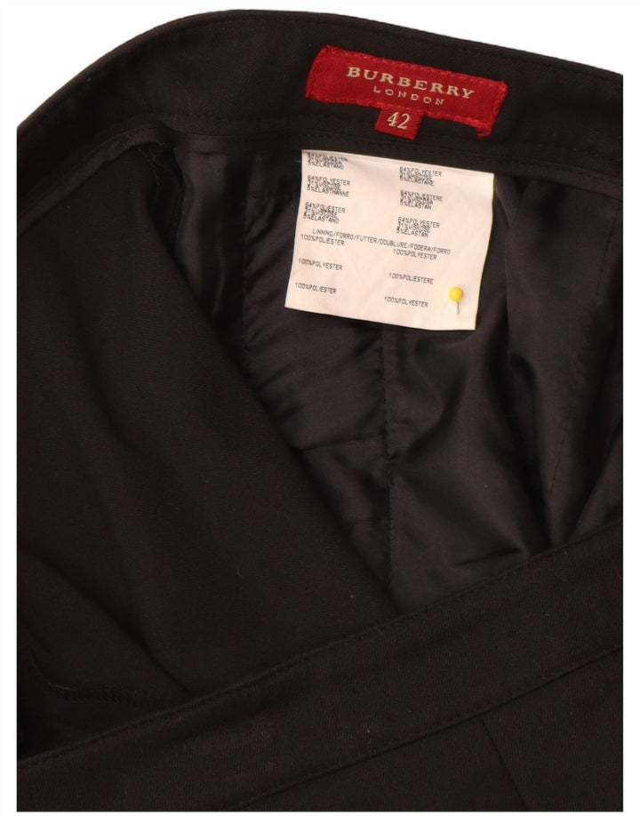 Calça de terno reto feminino Burberry IT 42 médio W32 L35 poliéster preto