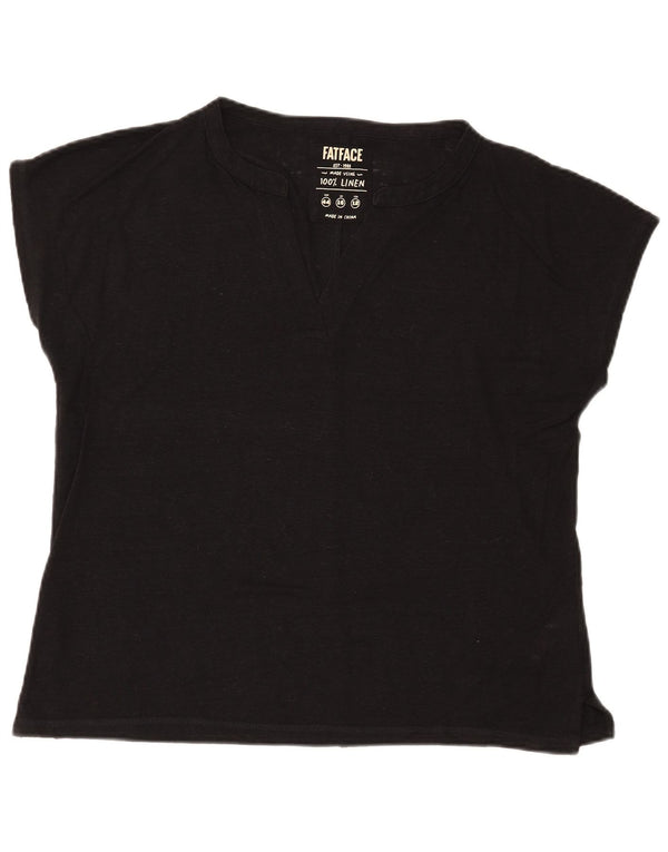 Camiseta feminina grande Fat Face UK 16 grande linho preto