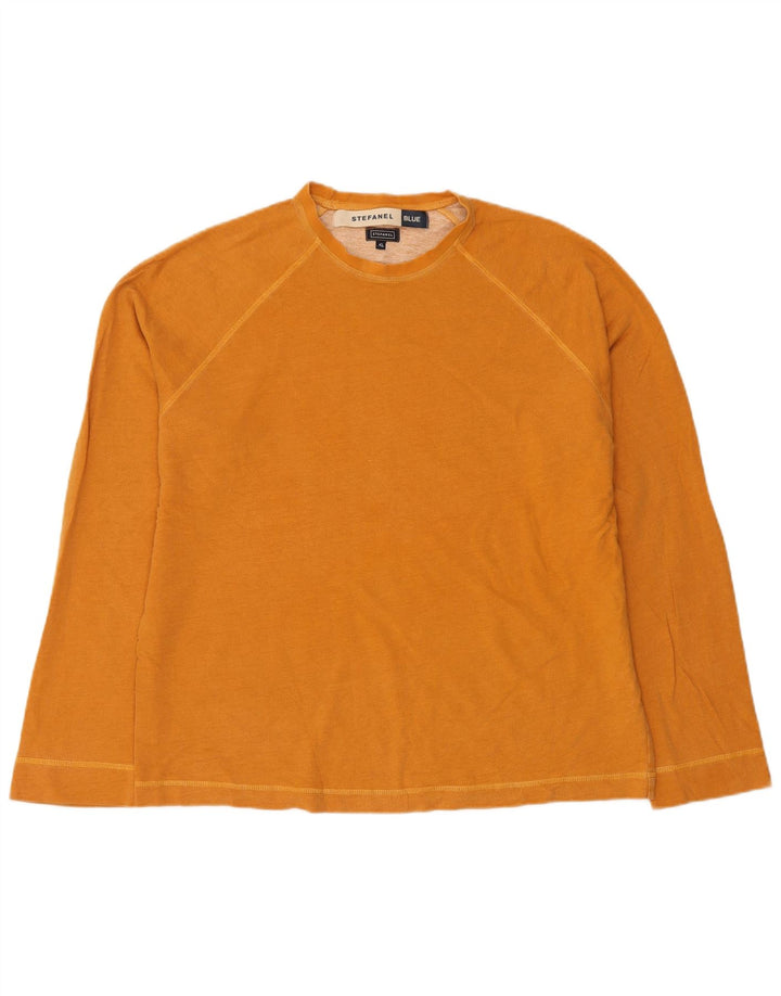 STEFANEL Moletom Masculino Jumper XL Laranja Algodão