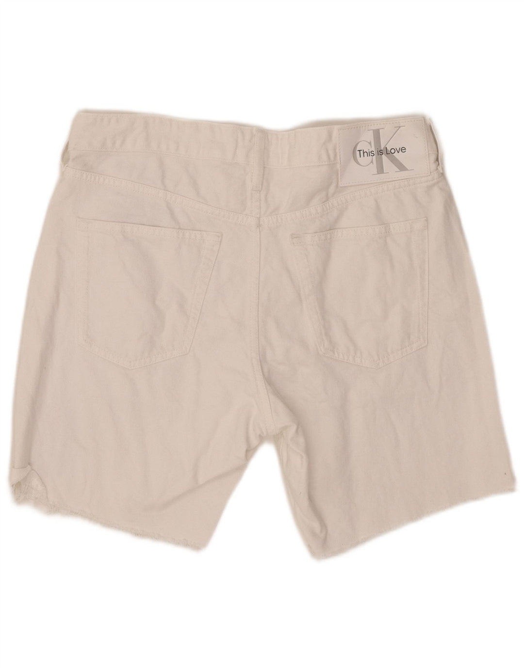 CALVIN KLEIN Shorts jeans masculino gráfico W31 algodão branco médio
