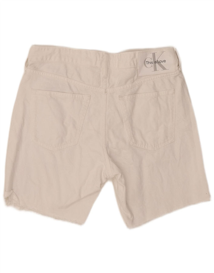 CALVIN KLEIN Shorts jeans masculino gráfico W31 algodão branco médio