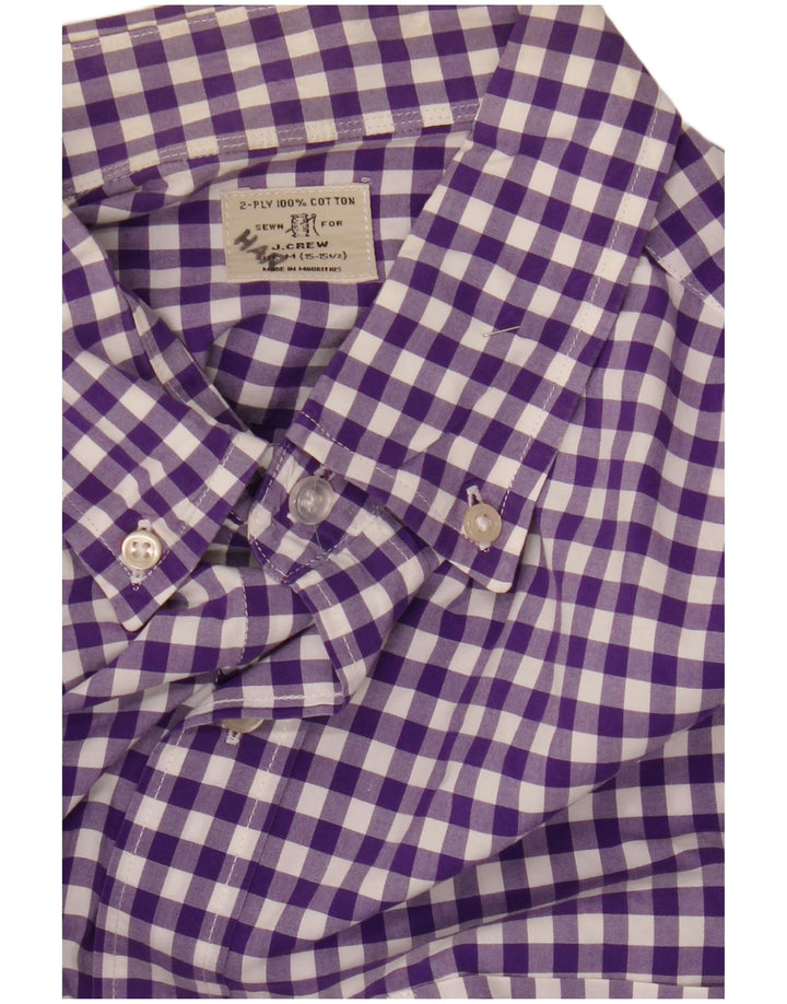Camisa masculina J. CREW tamanho 15 1/2 algodão guingão roxo médio