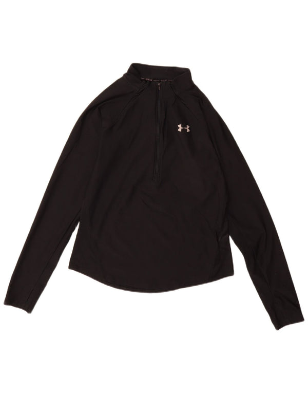 Under Armour Womens Heat Gear Top Manga Longa Reino Unido 10 Pequeno Elastômero Preto