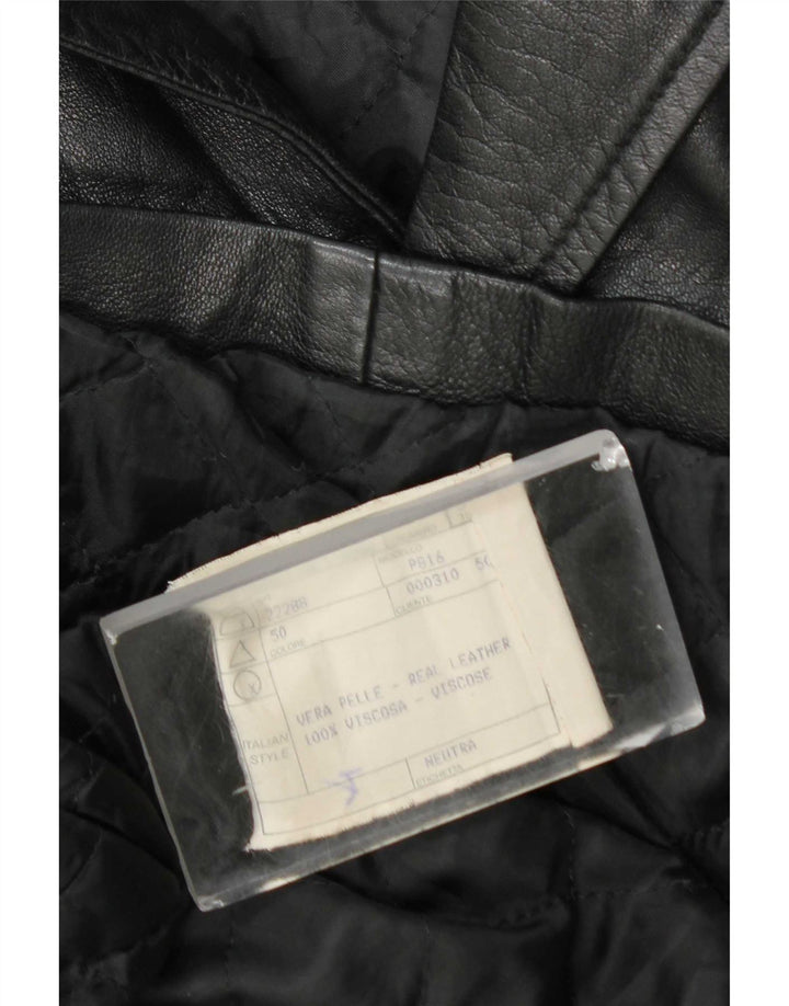 Casaco de couro masculino vintage IT 50 grande couro preto