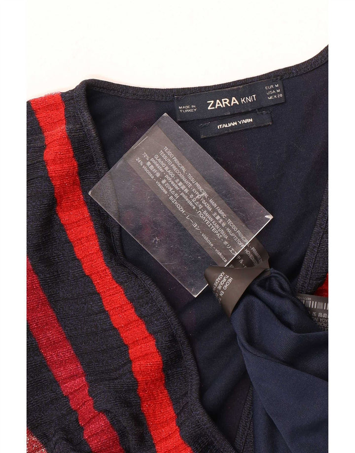 Vestido maxi feminino sem mangas Zara UK 12 médio listrado multicolorido