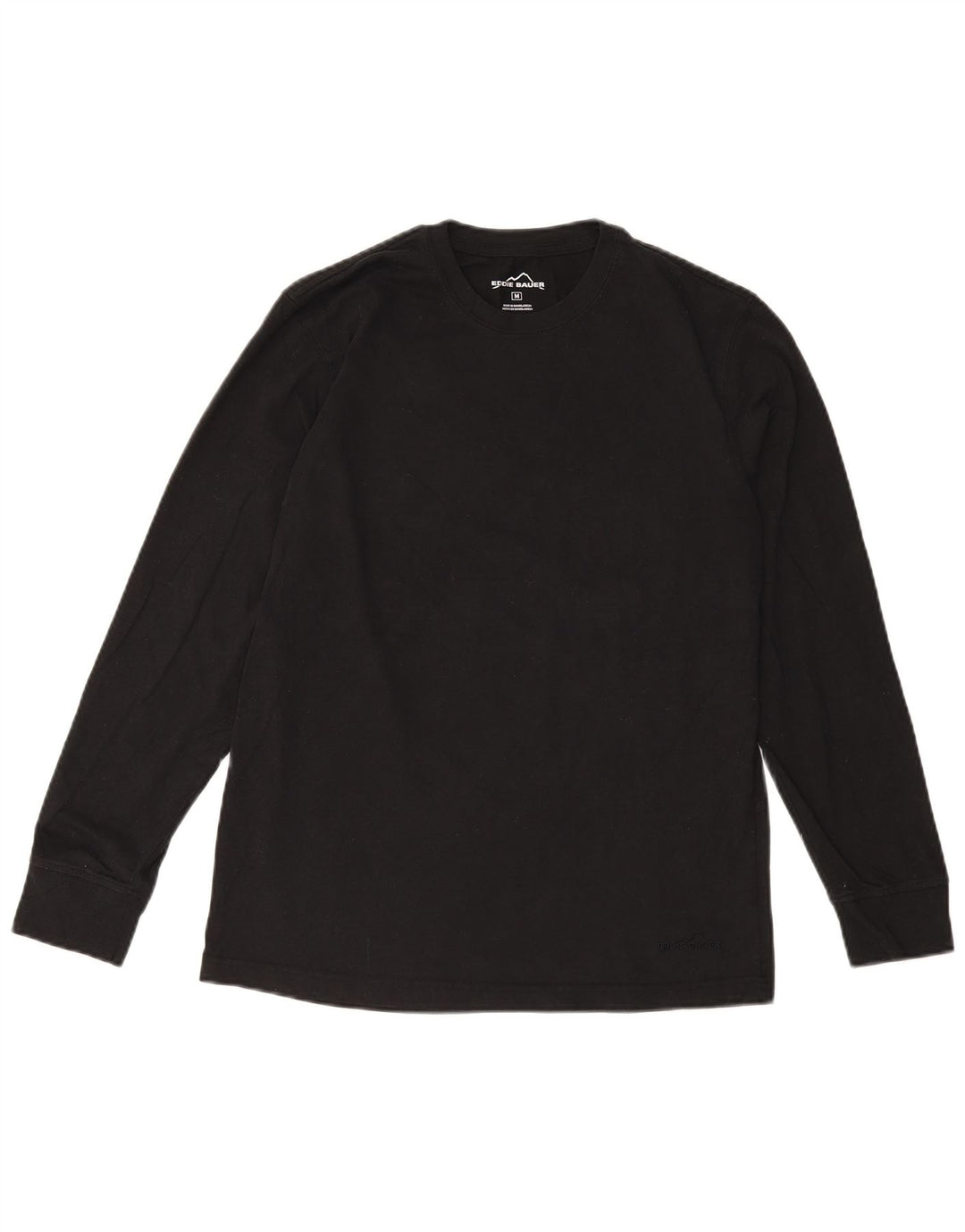 EDDIE BAUER Top masculino de manga comprida de algodão preto médio