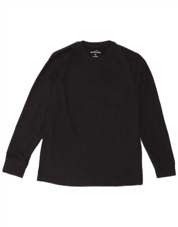 EDDIE BAUER Top masculino de manga comprida de algodão preto médio