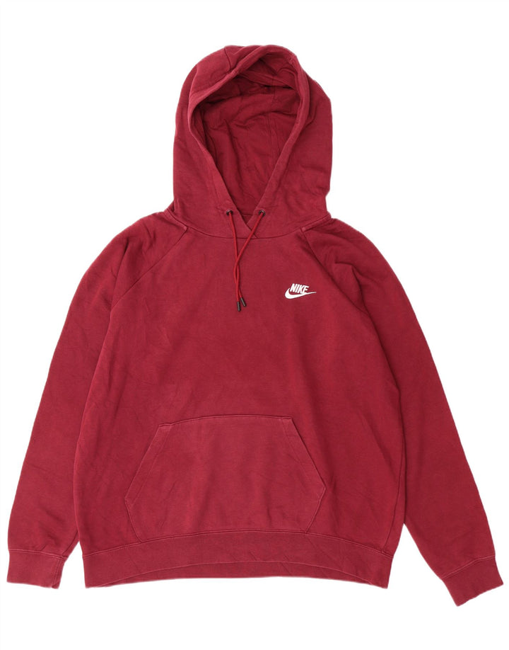 NIKE Womens Oversized Hoodie Jumper UK 16 Grande Borgonha Algodão