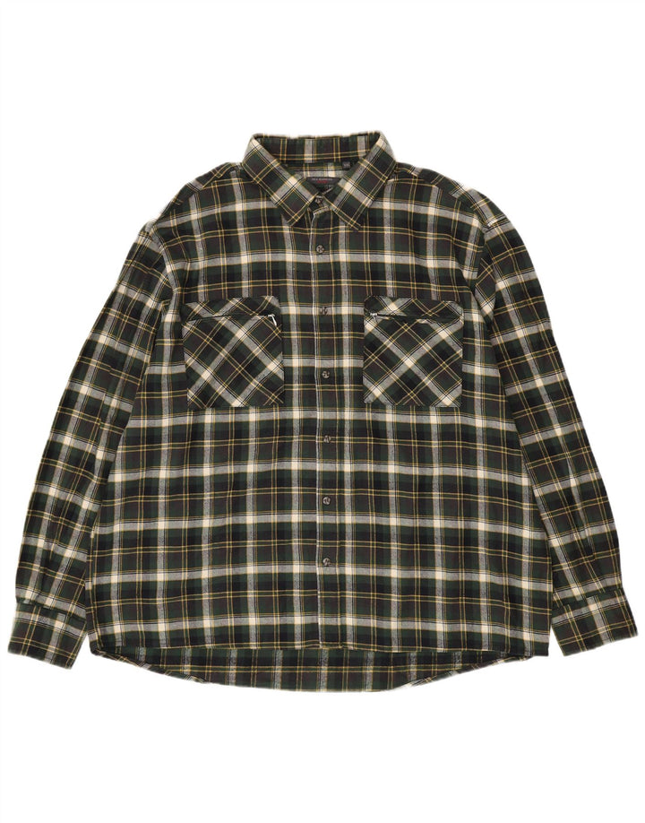 SEA BARRIER Camisa masculina de flanela xadrez 2XL algodão xadrez verde