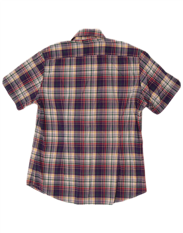 Fred Perry Camisa masculina de manga curta slim fit pequena xadrez multicolorida