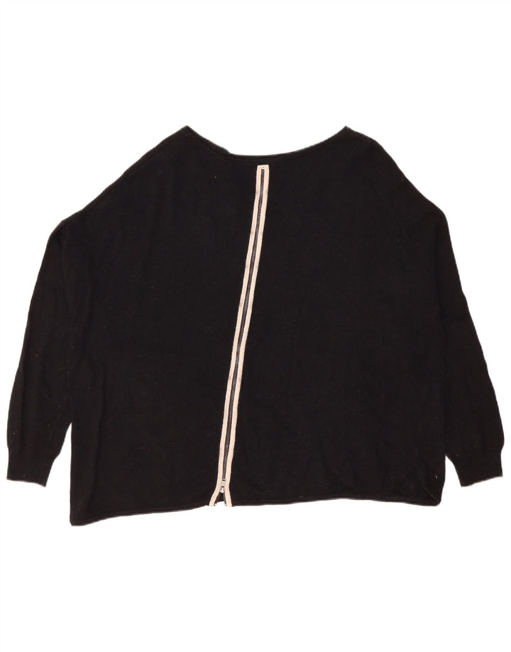 Suéter feminino MINT VELVET com padrão abstrato e gola canoa Reino Unido 10 preto pequeno