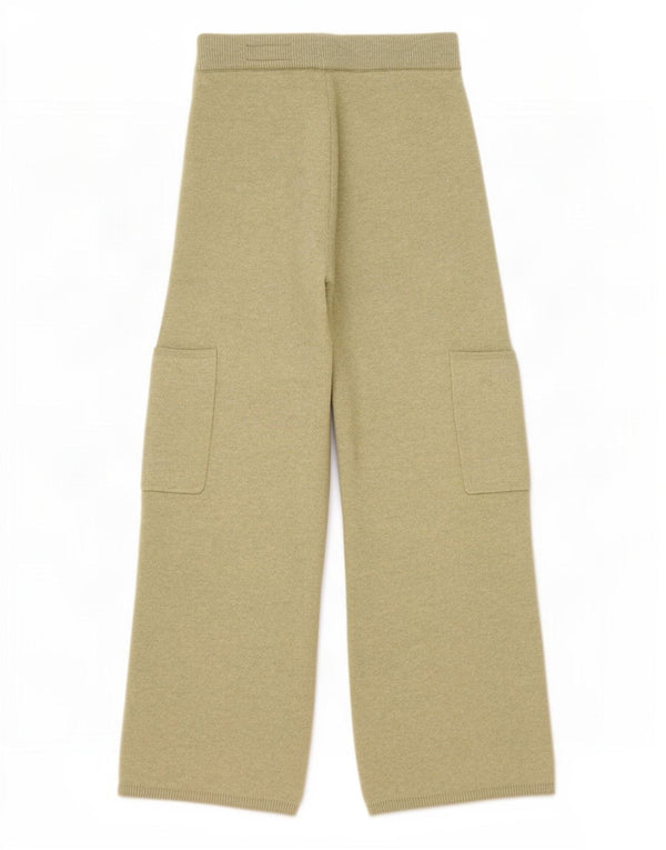 Calça cargo feminina Zara com perna larga em malha 13-14 anos W26 L25 Poliéster cáqui