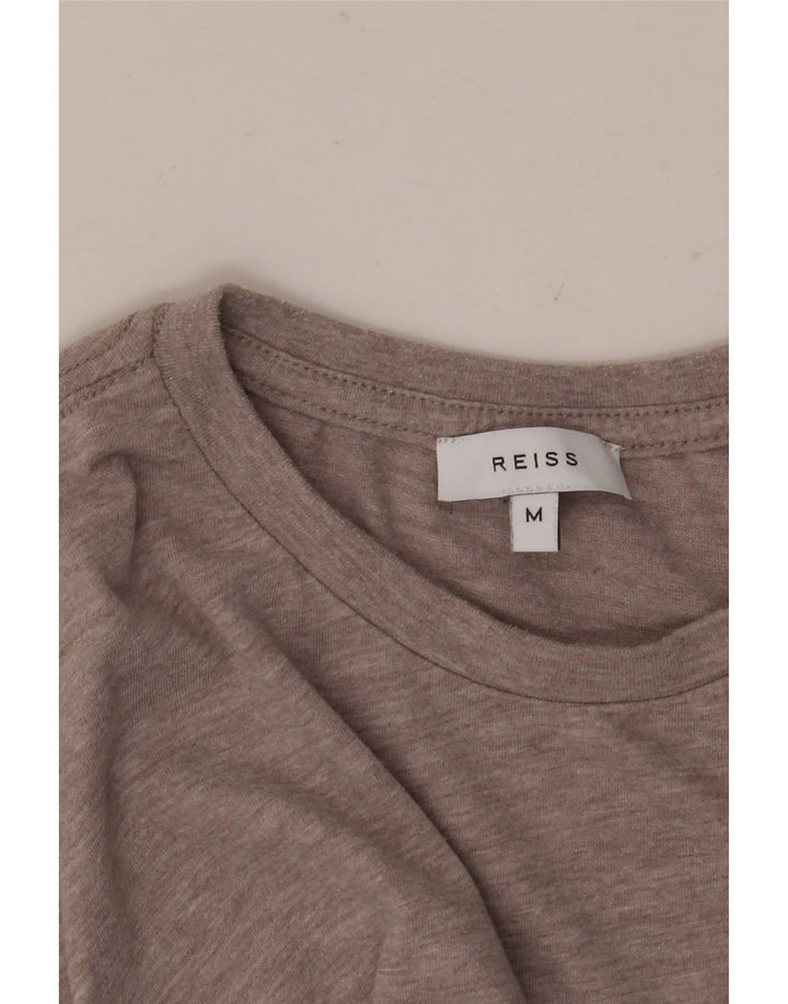Camiseta masculina Reiss Top médio marrom manchado