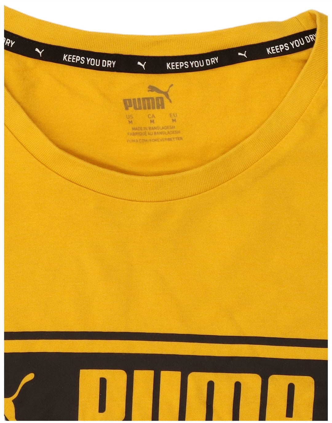 Puma Mens Graphic T-Shirt Top Médio Algodão Amarelo