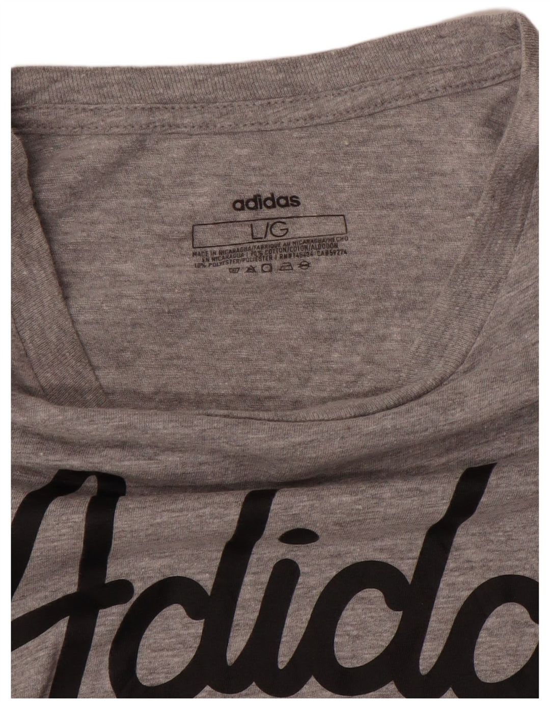 ADIDAS Womens Graphic T-Shirt Top UK 16 Grande Cinza Flecked