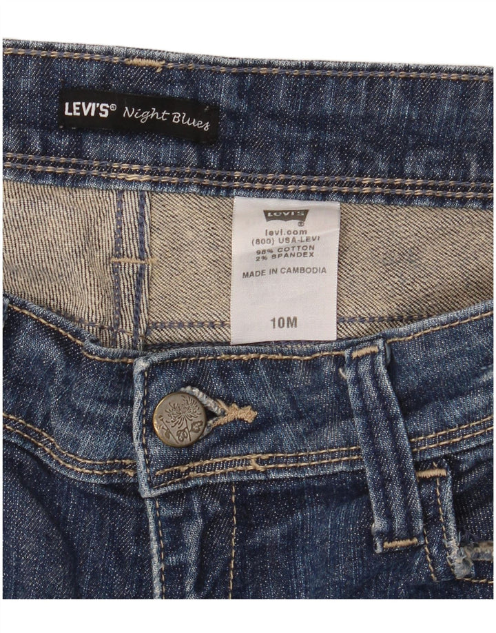 Calça jeans reta feminina Levi's desgastada US 10 grande W32 L32 algodão azul