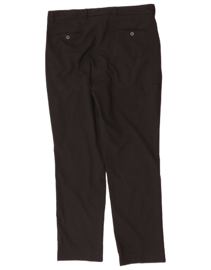 Calça chino reta masculina Marks & Spencer W36 L30 poliéster preto
