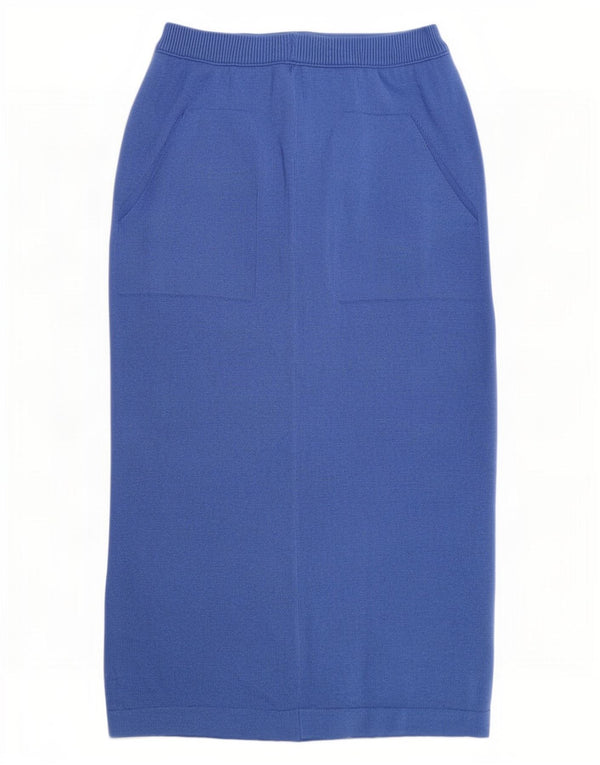 Chiara Bertani Saia midi feminina de cintura alta em malha W26 pequena lã azul