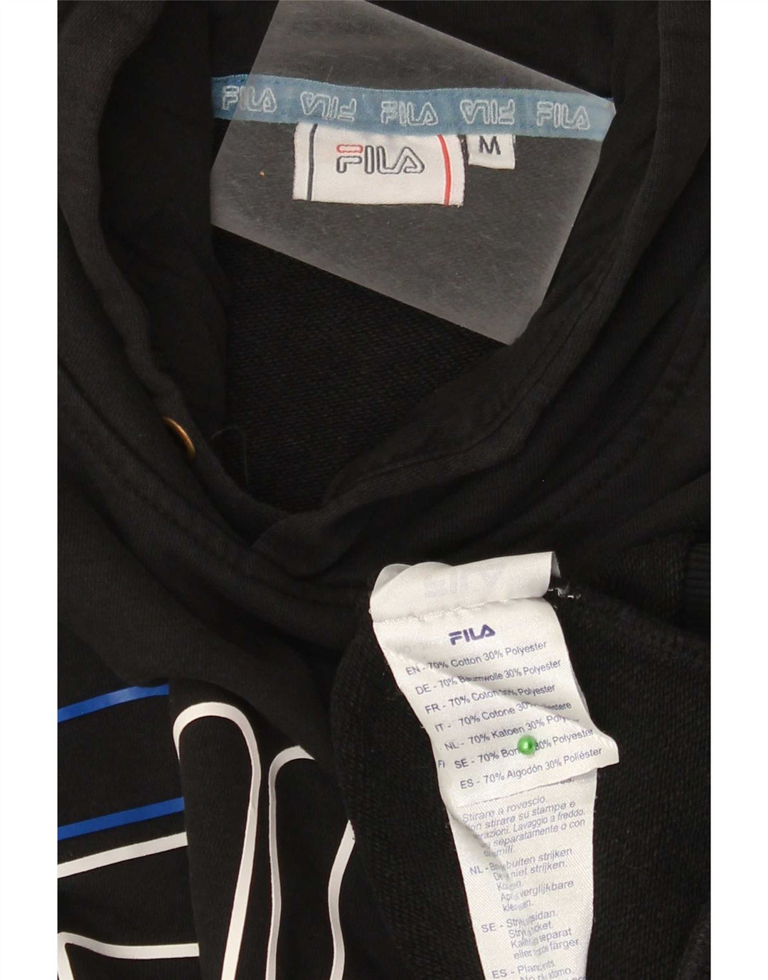 Fila Mens Graphic Hoodie Jumper Médio Algodão Preto