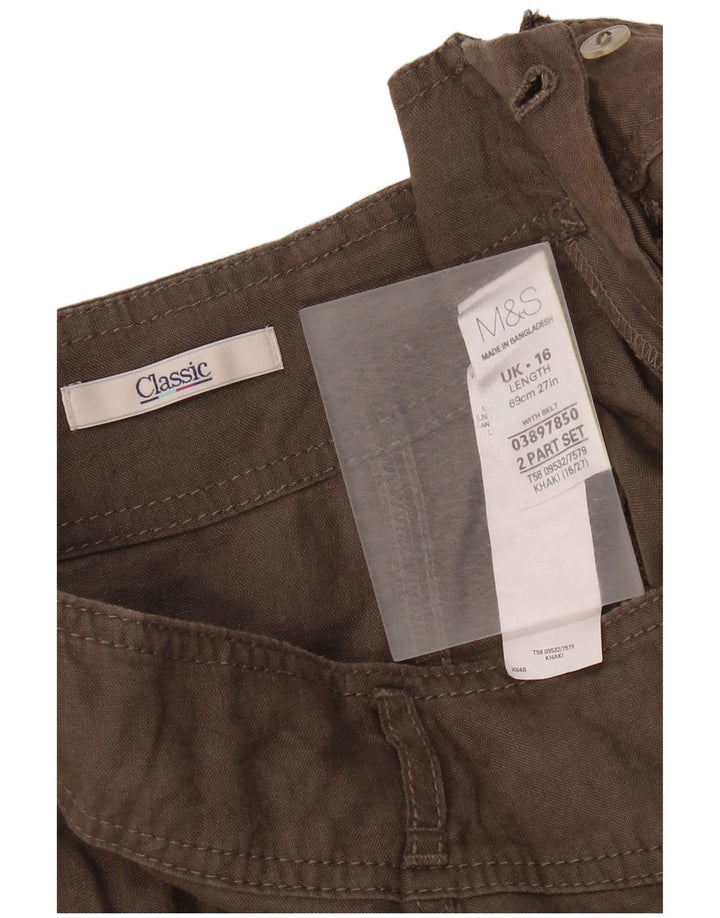 Saia larga feminina Marks & Spencer Reino Unido 16 grande W32 linho marrom