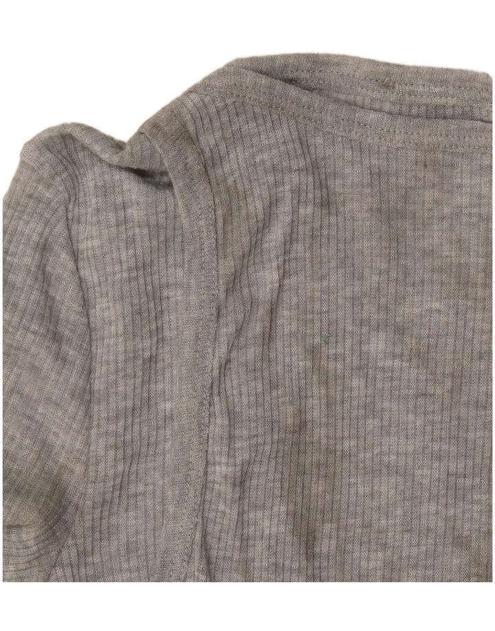 Top feminino Zara manga comprida UK 8 pequeno poliéster manchado cinza