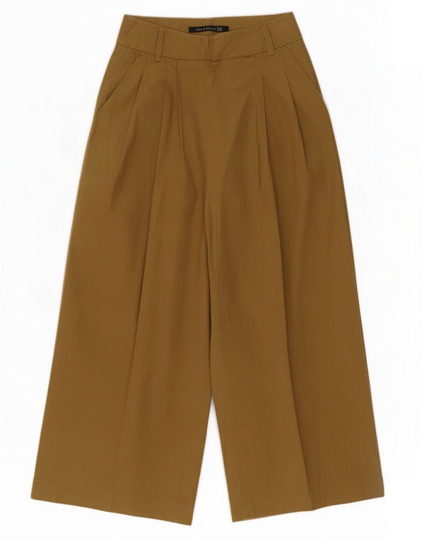 Zara Womens High Waist Pegged Cropped Trousers XS W24 L22 Khaki