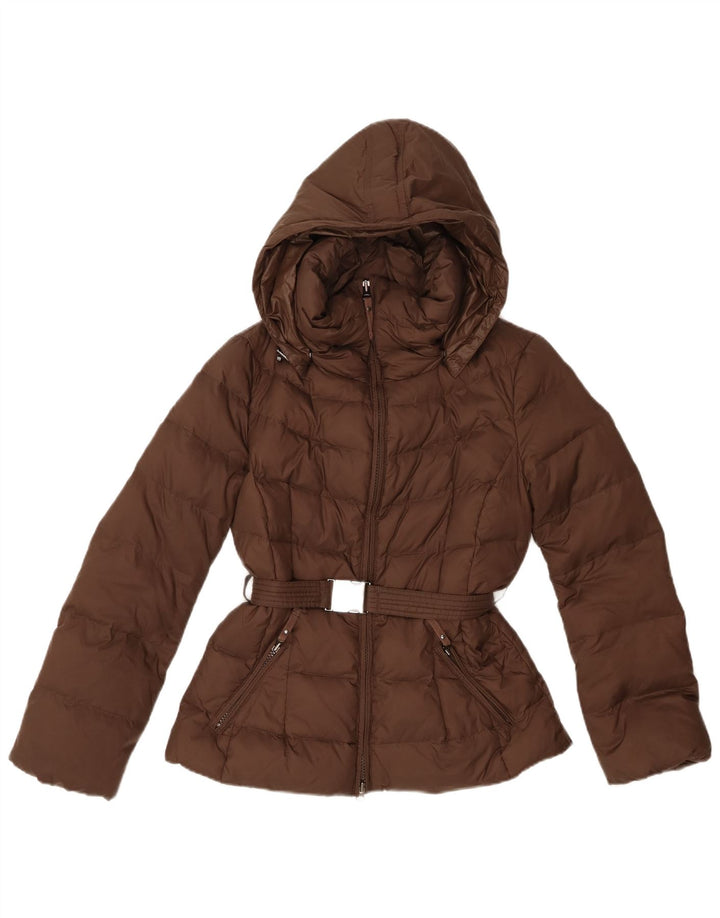 Jaqueta acolchoada com capuz feminino BENETTON IT 44 poliamida marrom médio