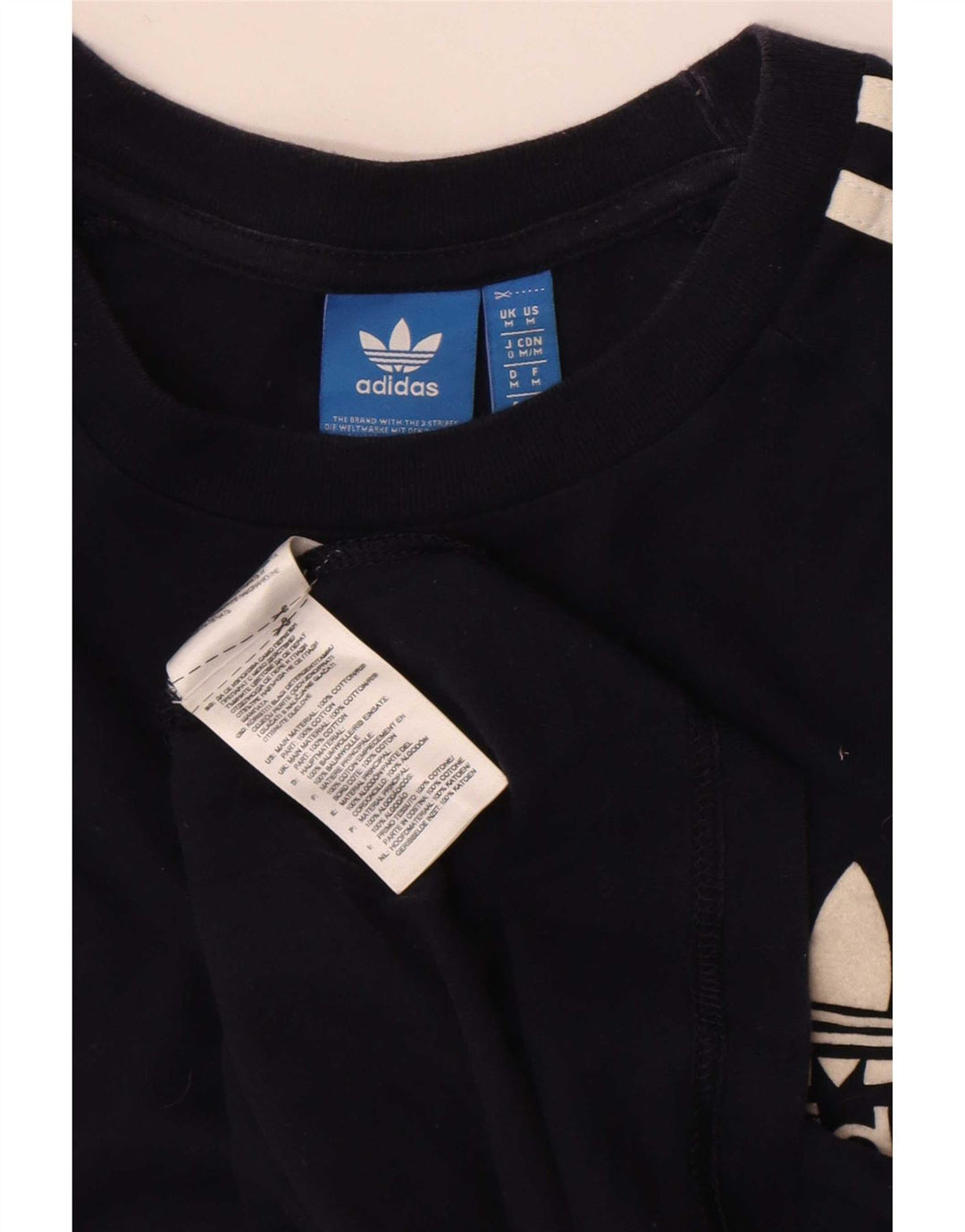 Camiseta masculina Adidas regular de manga curta Top médio algodão azul marinho