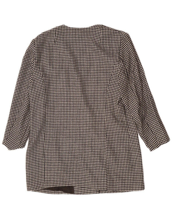 Jaqueta blazer feminina vintage de 3 botões IT 44 Houndstooth preto médio