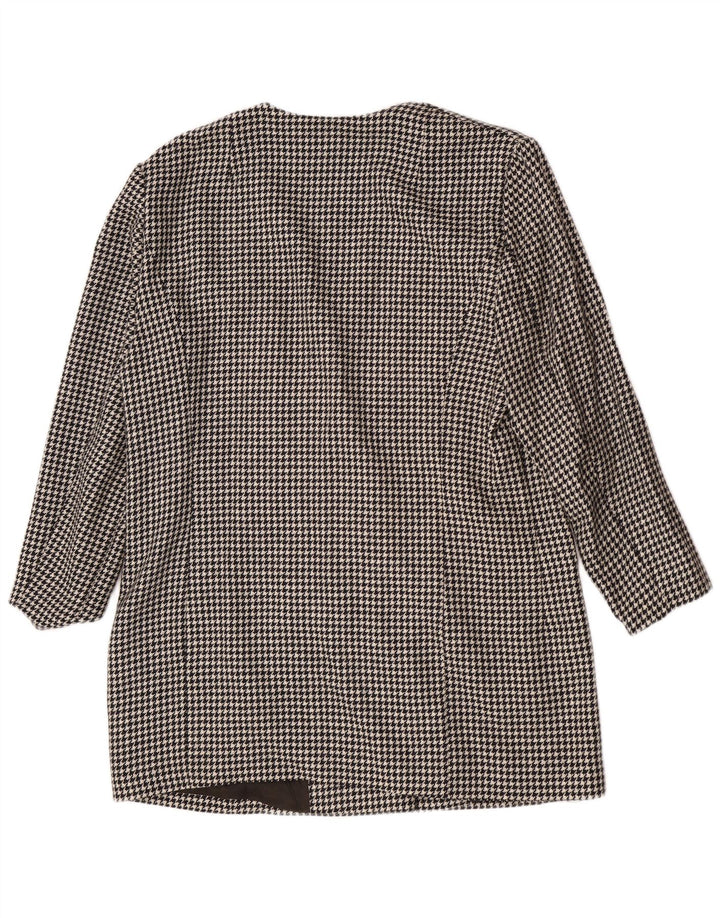 Jaqueta blazer feminina vintage de 3 botões IT 44 Houndstooth preto médio