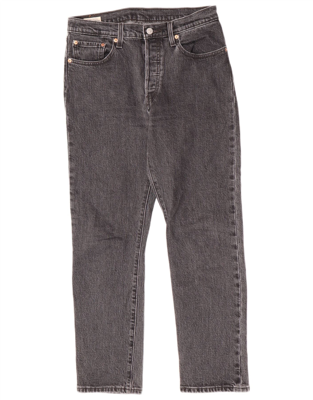 Calça jeans feminina Levi's 501 Straight W28 L28 cinza algodão