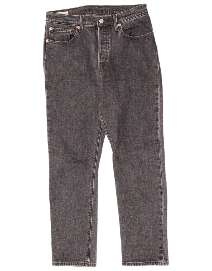 Calça jeans feminina Levi's 501 Straight W28 L28 cinza algodão