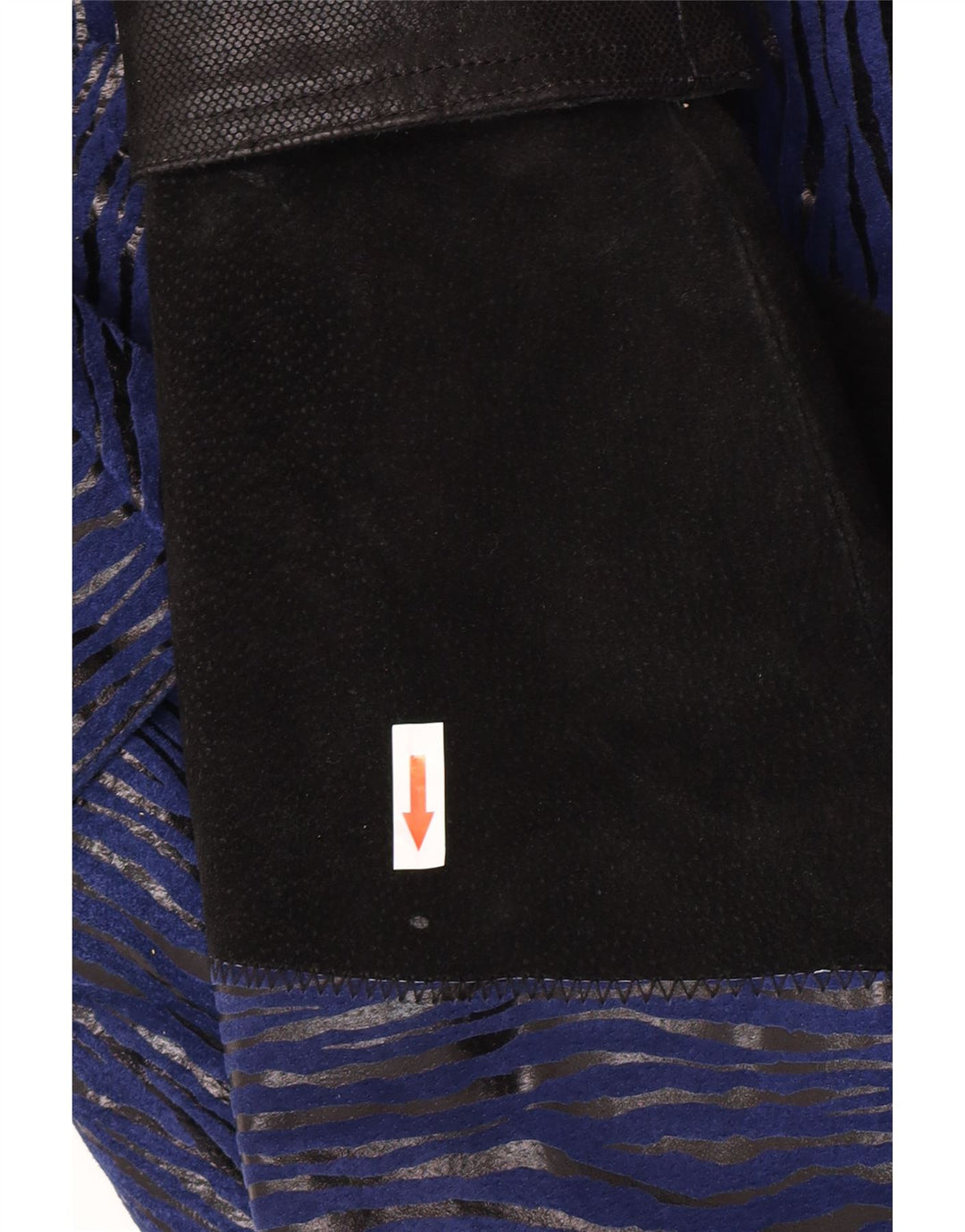 Sobretudo de camurça vintage feminino UK 12 couro colorblock azul médio