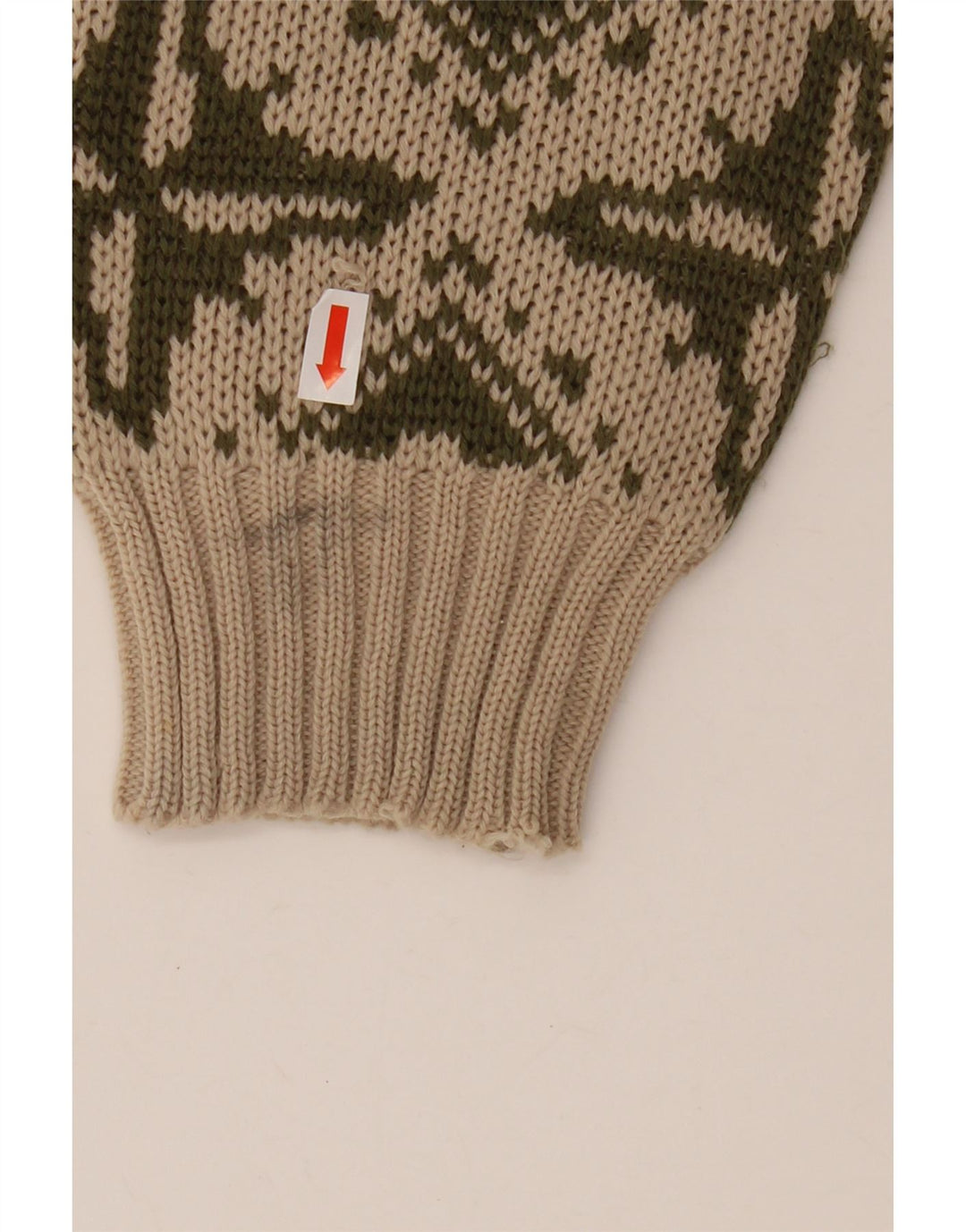 Suéter feminino VINTAGE com gola canoa IT 46 grande bege geométrico