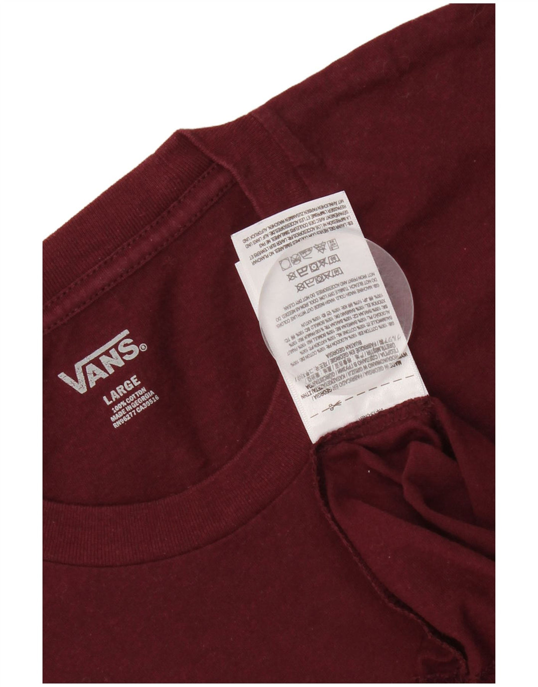 Camiseta masculina Vans grande algodão Borgonha