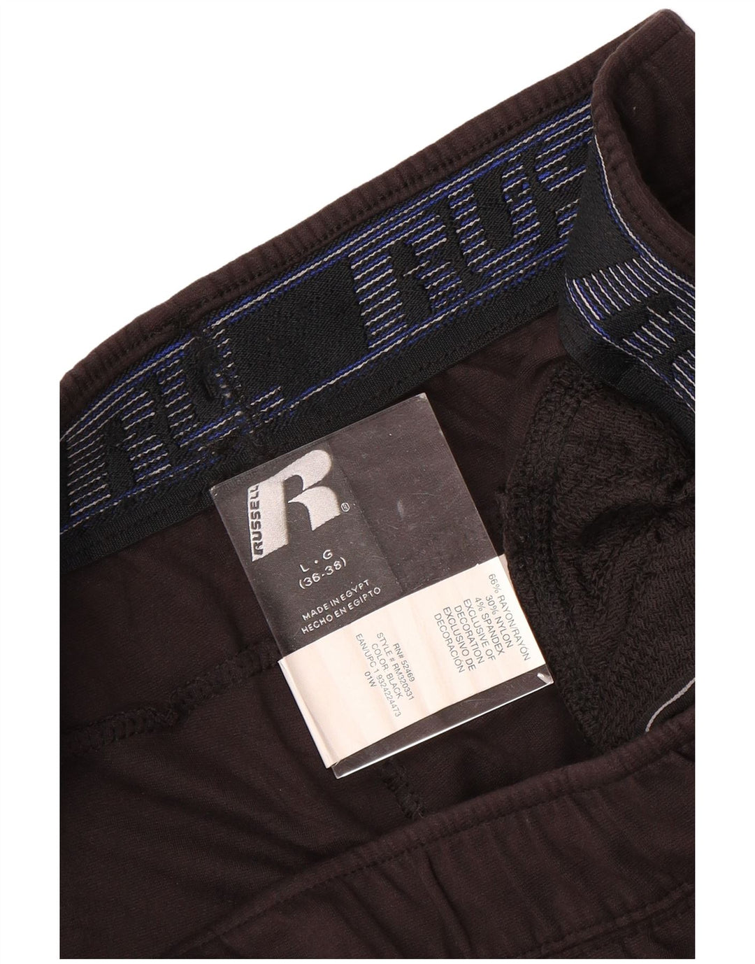 RUSSELL ATLÉTICO Mens Crop Calça de treino grande preto rayon