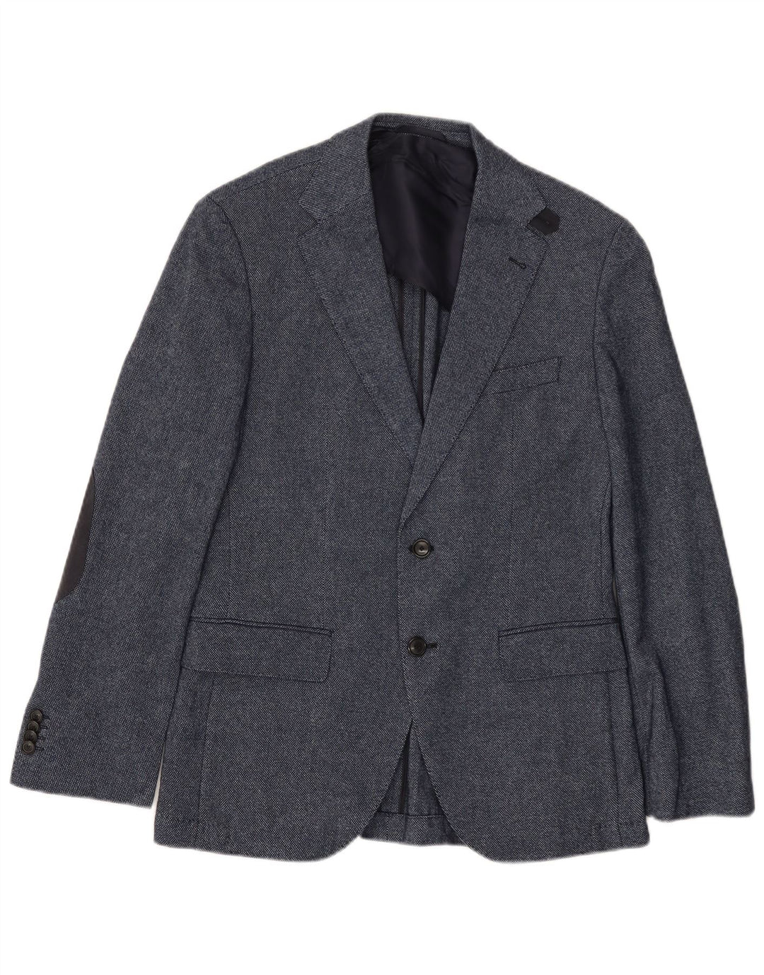 Jaqueta blazer masculina de 2 botões HUGO BOSS EU 46 pequena lã azul marinho
