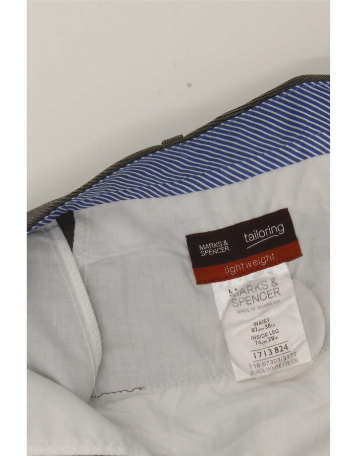 Calça masculina de terno reto Marks & Spencer W38 L29 poliéster cinza