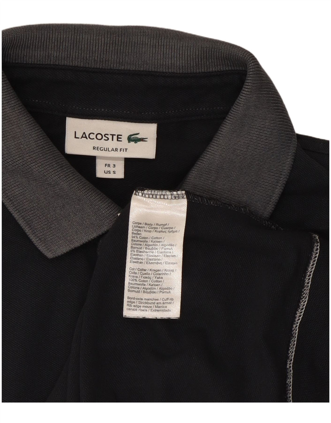 Camisa polo masculina Lacoste Regular Fit tamanho 3 pequeno bloco colorido azul marinho