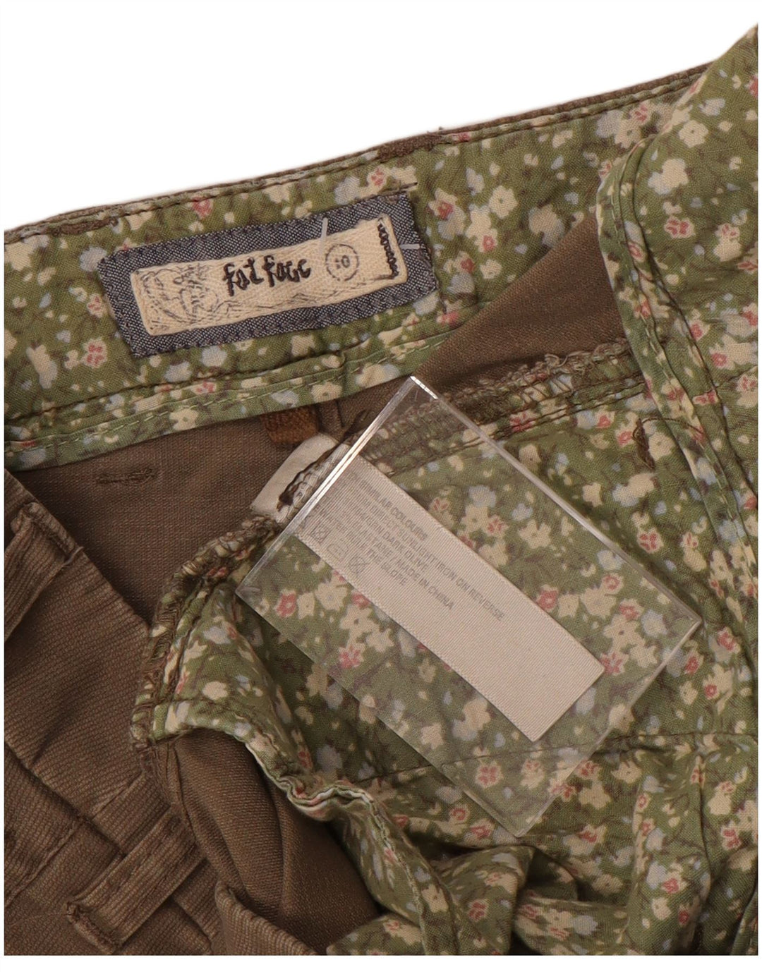 Calça chino feminina de cintura baixa FAT FACE Reino Unido 10 pequena W32 L31 marrom