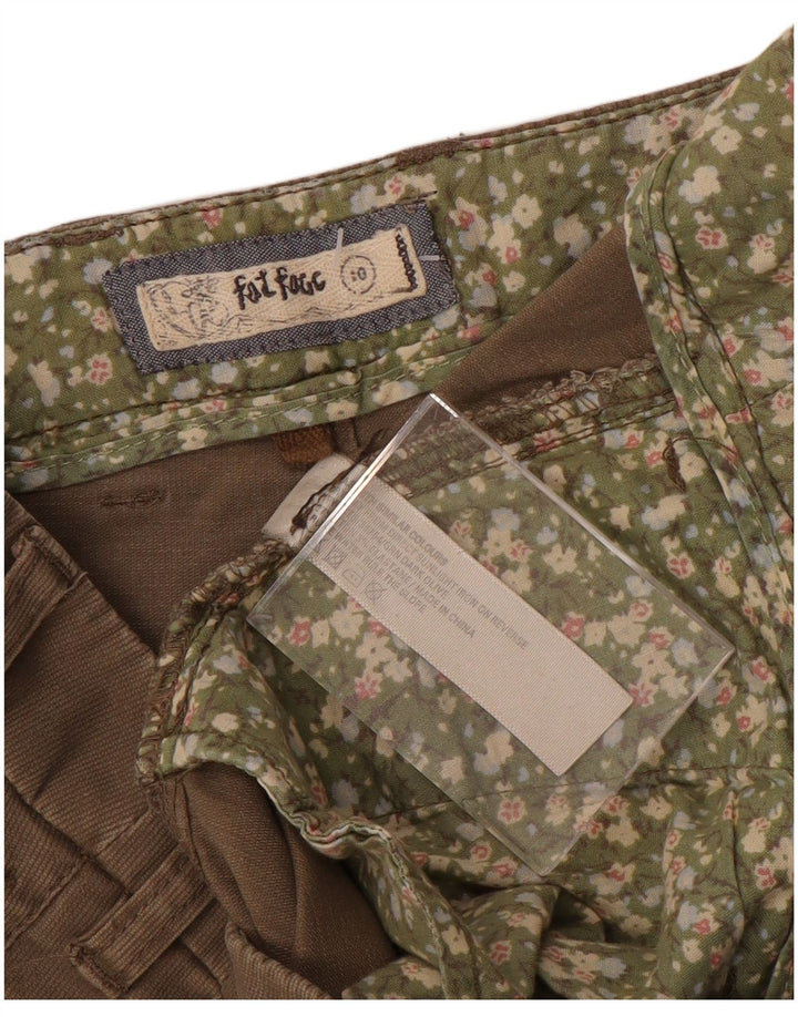 Calça chino feminina de cintura baixa FAT FACE Reino Unido 10 pequena W32 L31 marrom
