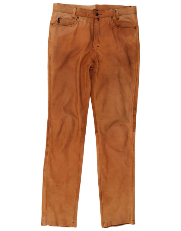 Calça masculina POLO de camurça reta IT 52 XL W38 L34 couro marrom