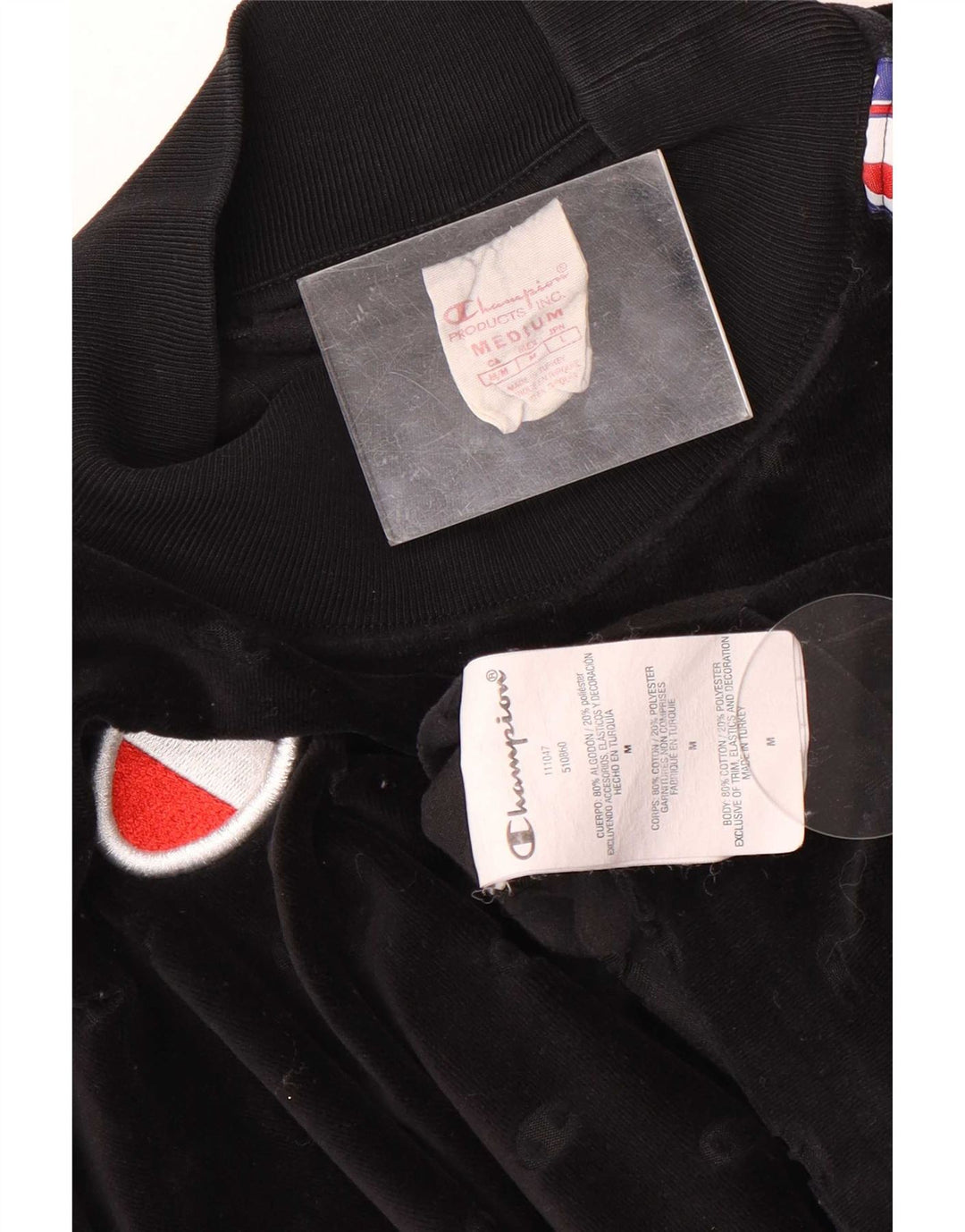 Champion feminino gráfico moletom jumper UK 14 médio preto colorblock