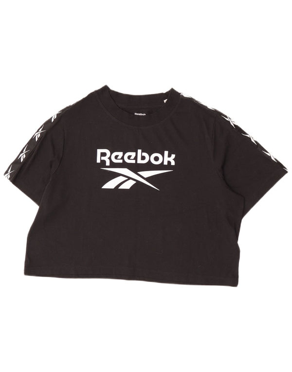 Camiseta feminina Reebok Crop Graphic Top UK 20/22 XL algodão preto