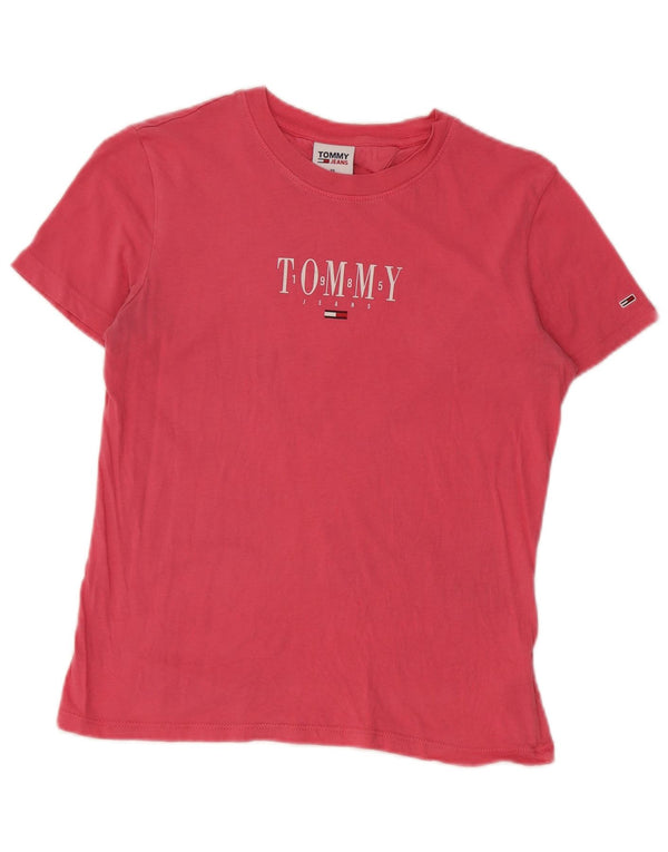 Camiseta feminina Tommy Hilfiger com estampa gráfica UK 6 XS algodão rosa