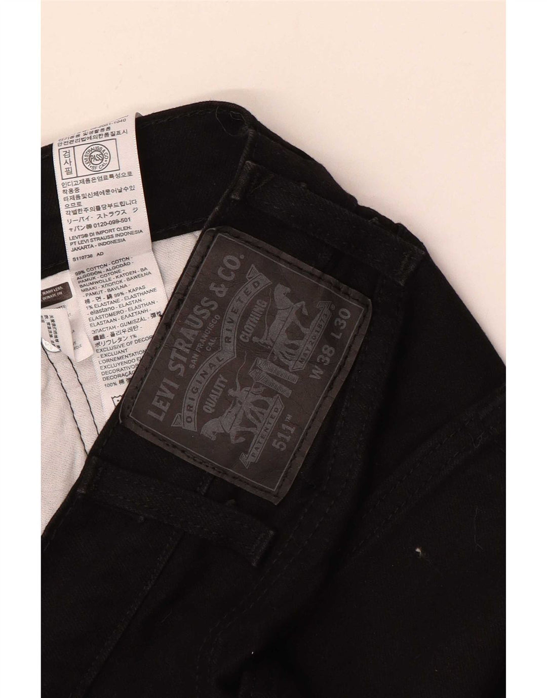 Levi's Masculino 511 Slim Jeans W38 L30 Algodão Preto
