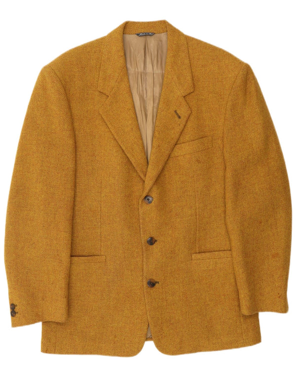 Jaqueta blazer masculina VINTAGE com 3 botões Reino Unido 40 grande lã virgem marrom
