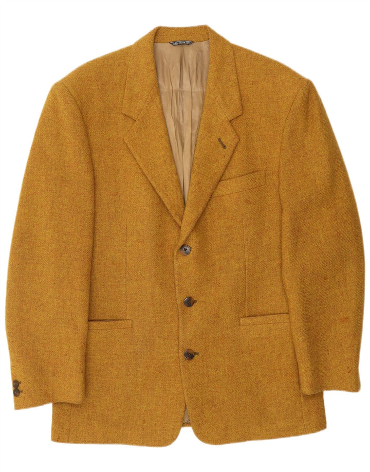 Jaqueta blazer masculina VINTAGE com 3 botões Reino Unido 40 grande lã virgem marrom