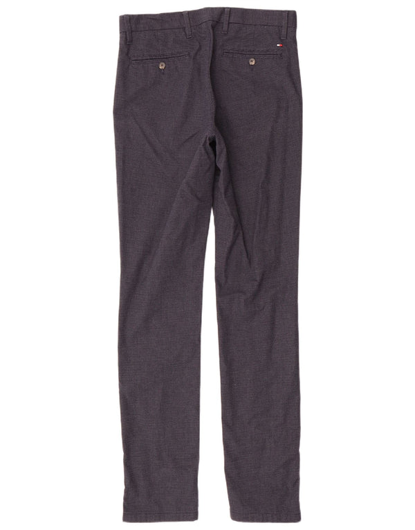 Tommy Hilfiger Mens Slim Chino Calças W30 L34 Cinza Houndstooth Algodão
